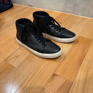 Express Black Textured Sneakers with White Soles